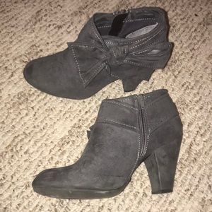 Gray suede booties
